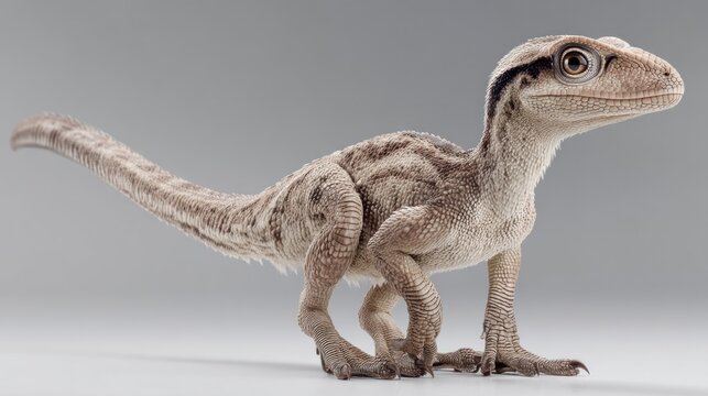 Eoraptor standing still, white glow background