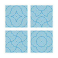 Stylish abstract patterns in blue tones showcasing distinct geometric arrangements for artistic projects or backgrounds.