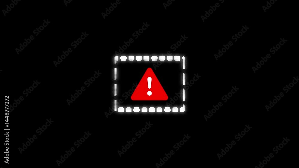 Fototapete error message with dotted frame animation. an error message appears in a rectangular frame. the fram