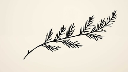 Fototapeta premium Christmas: Simple doodle-style Christmas tree sprig