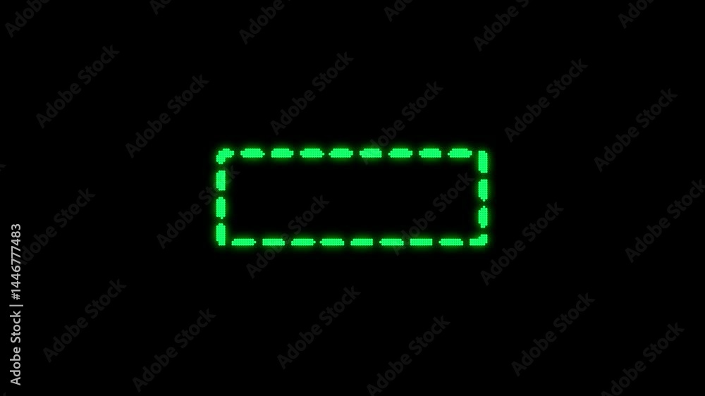 Poster glowing dotted rectangle animation on black background. dotted rectangle frame animates with smooth 