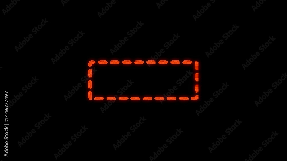 Fototapete animated dotted rectangle red glow on black background. rectangular frame or border loading indicate