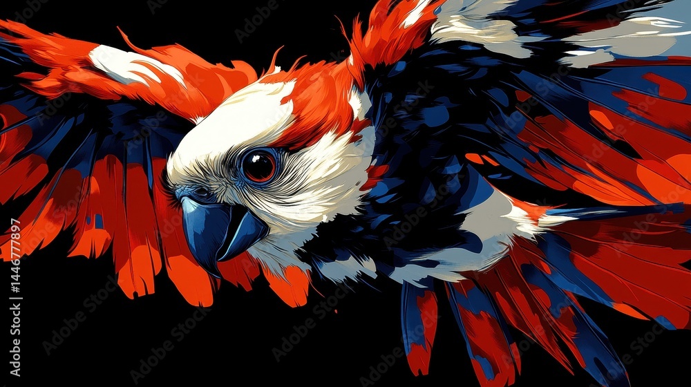 Aufkleber abstract avian portrait with pixelated patriotic color scheme evoking a sense of digital art and mod