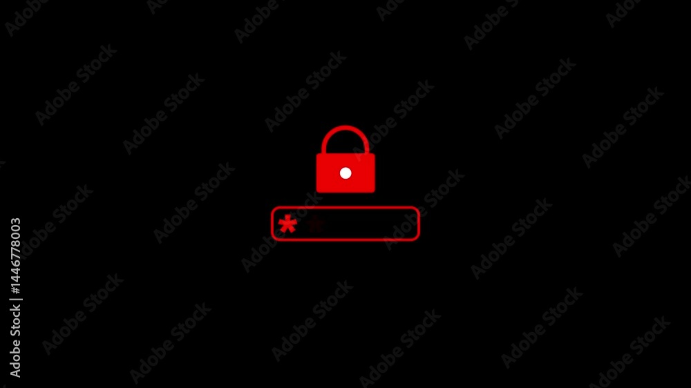 Poster password entry animation with red padlock icon