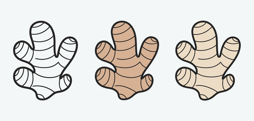 Naklejka premium Ginger Root Illustration Set Line Art Coloring Pages