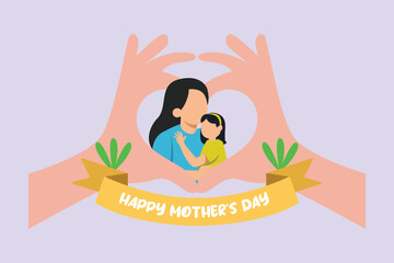  Happy mother day Concept. Colored flat vector illustration isolated