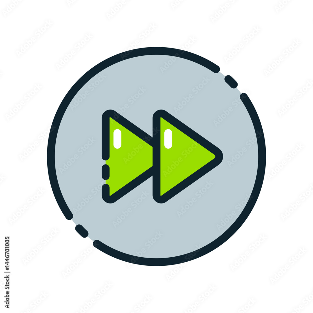 Poster design illustration graphic of forward button icon with colored outline style. suitable for ui, mobi