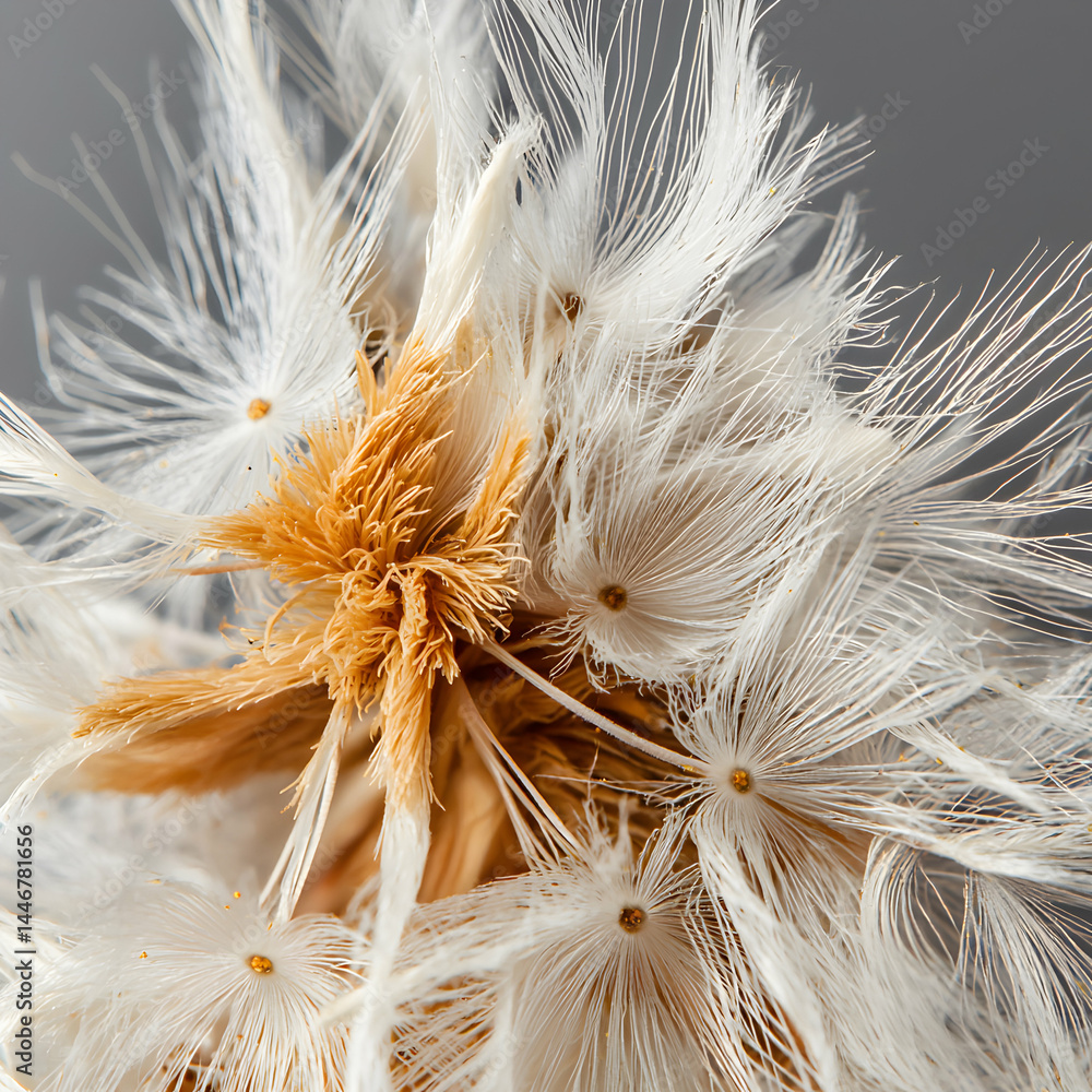 Aufkleber detailed macro shot of a dandelion seed head showcasing delicate feathery structures and intricate d