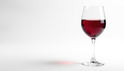 A single glass of red wine, pristine white background, shadow, still life, macro