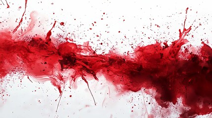 Abstract depiction of crimson fluid splashes on a white background.