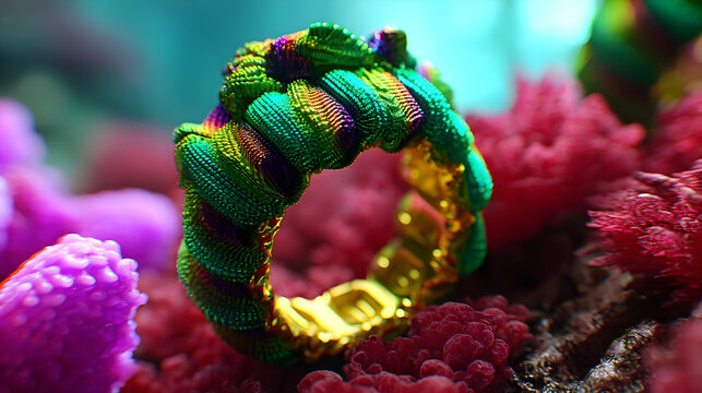 art ring with chaotic fragments of code, data, and emotion