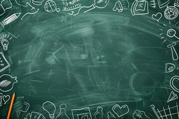 The inscription on the green school board: 'Happy Teacher's Day!'