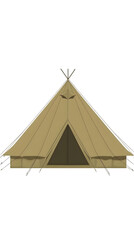 Beige Canvas Tent Illustration Isolated Background