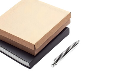 Beige Notebook Box And Pen Illustration Isolated Transparent Background