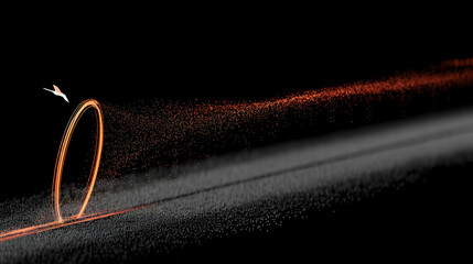 ring surrounded by mixed abstract particles and luminous trail effects