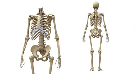 Human Skeleton Anatomy on White Background