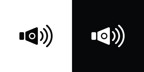 Speaker Icon with Sound Waves in Inverse Colors