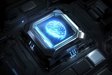 Obraz premium Advanced CPU with glowing brain