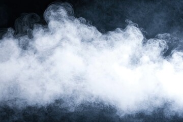 Naklejka premium Dense white smoke billows against dark backdrop