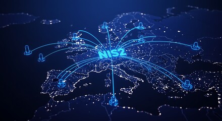 European NIS2 Network Map with Digital Connections
