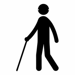 Blind Man Walking silhouette vector illustration