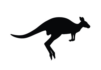 Obraz premium Jumping kangaroo silhouette. This image shows a silhouette of a kangaroo in mid-jump, also known as a kangaroo outline or kangaroo shadow. Vector clipart illustration design.