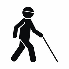 Blind Man Walking icon silhouette vector illustration