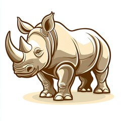 Fototapeta premium Illustration of a Beige Rhinoceros on White Background