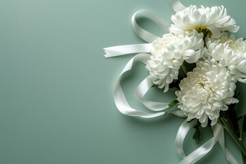 Close-Up of Delicate White Yarrow Flowers (Achillea Millefolium) Against a Solid Teal Background. Perfect for Botanical Studies, Herbal Medicine, and Minimalist Floral Design Concepts