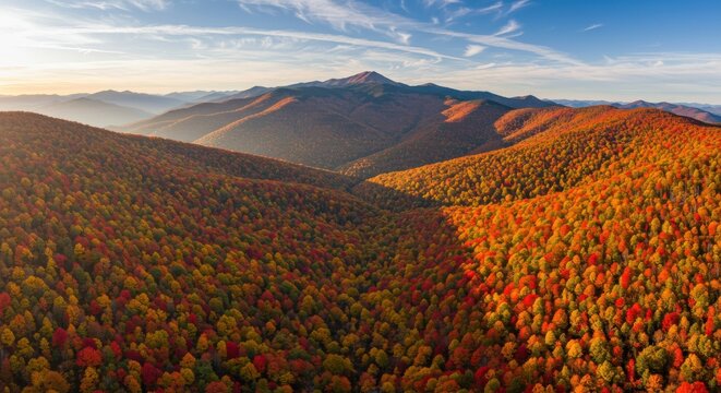 Autumn Mountain Landscape with Colorful Forest
