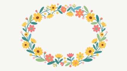 Coreopsis pattern, flower vector pattern surrounds the border.