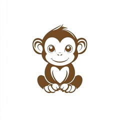 Adorable Brown Baby Monkey Illustration