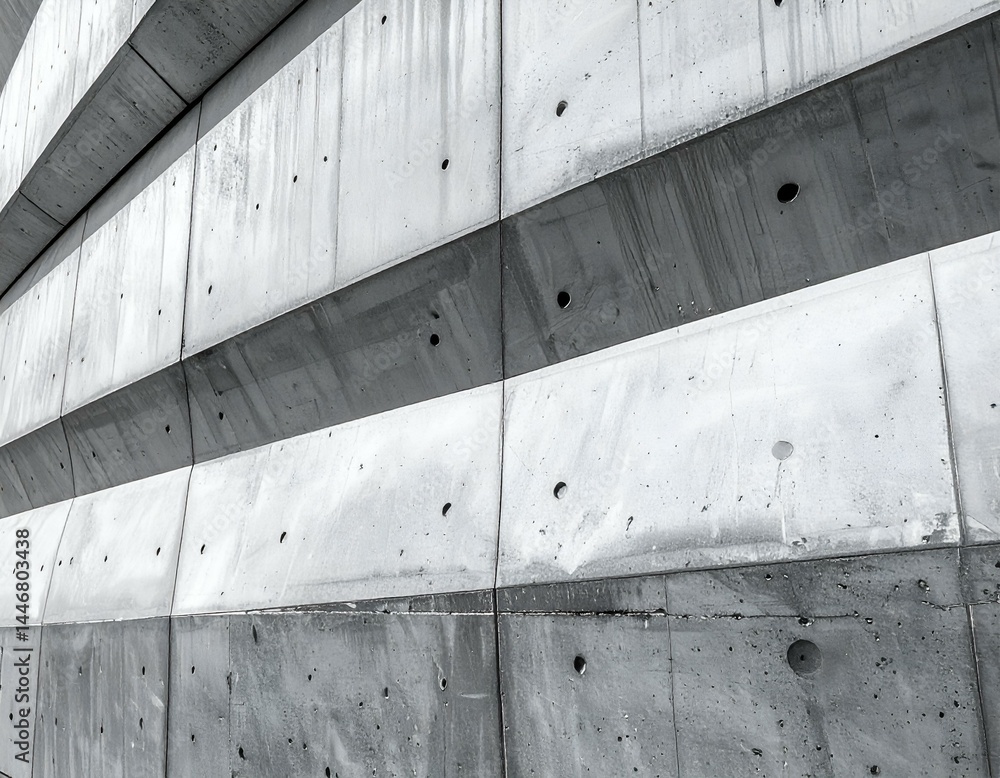 Poster abstract grayscale image of a modern concrete wall with geometric patterns and texture. ideal for ar