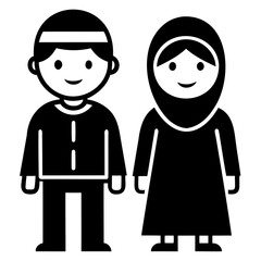 Fototapeta premium Simple different style, Children in Eid Clothes icon design on transparent background