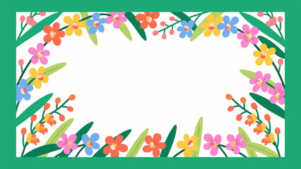 Oncidium pattern, flower vector pattern surrounds the border.