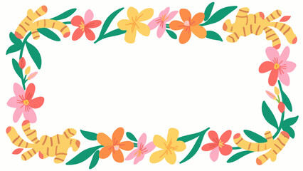 ginger flower pattern, flower vector pattern surrounds the border.