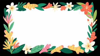 ginger flower pattern, flower vector pattern surrounds the border.