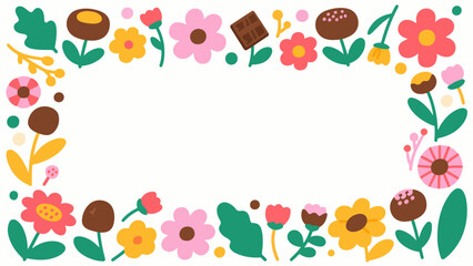Chocolate Cosmos  pattern, flower vector pattern surrounds the border.
