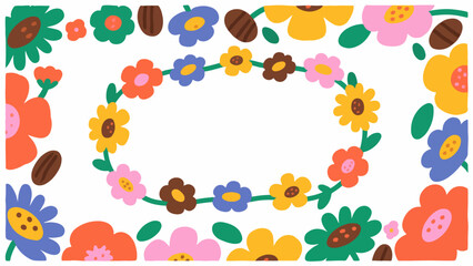 Chocolate Cosmos  pattern, flower vector pattern surrounds the border.