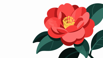 Camellia azalea pattern, flower vector pattern surrounds the border.