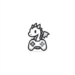 Cute dragon holding a video game controller.