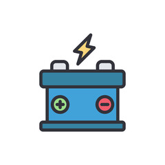 Car battery colored icons, minimalist vector illustration ,simple transparent graphic element .Isolated on white background