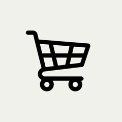 Bold Black Shopping Cart Icon: E-commerce, Retail, Purchase, Online Store, Supermarket, Market, Buy, Shop, Add to Cart, Vector