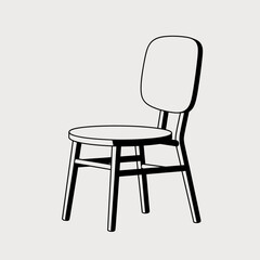 Simple Line Art Chair: Minimalist Wooden Chair Illustration, Vector Graphic for Home Decor, Furniture Design, and Print