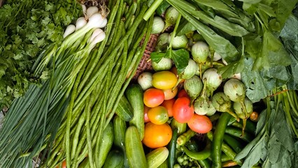 Fresh vegetables for cooking. Vegetables contain dietary fiber that helps cleanse the intestines.