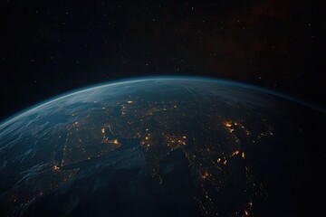 Obraz premium Earth at night from space, visible cities