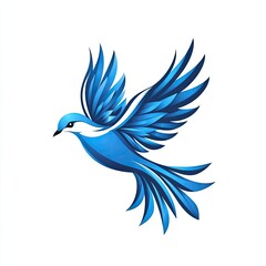 Obraz premium Blue Bird in Flight: Stylized Avian Illustration
