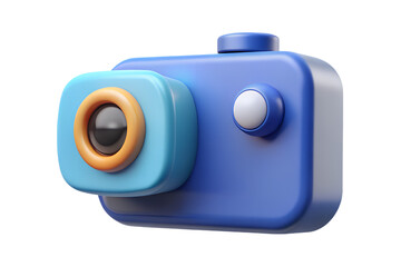 Blue cute cartoon camera icon isolated on background high quality 3d rendering icon