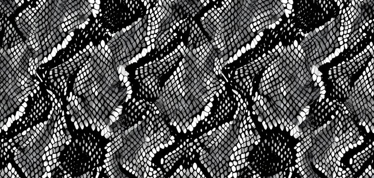 Vector black snake skin seamless pattern Abstract animal print ideal for crafts, prints & web, seamless, nature