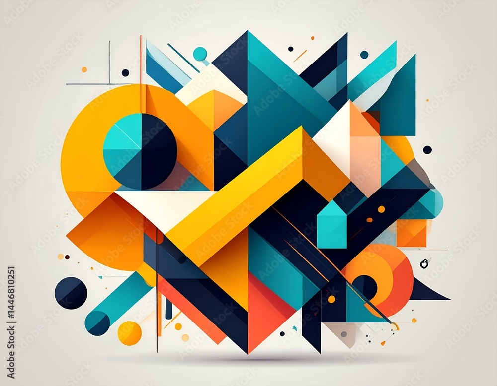 Aufkleber abstract geometric shapes in vibrant colors create a dynamic composition. ideal for backgrounds, web